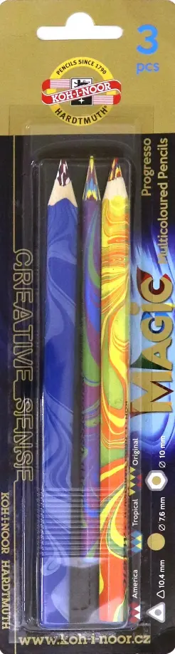 Набор карандашей с разноцветным грифелем "Magic", 3 штуки