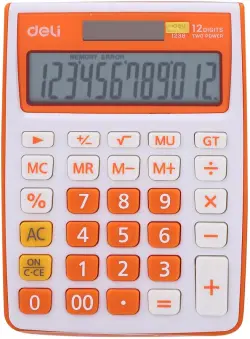 Калькулятор настольный "Deli", 12 разрядов, цвет: оранжевый, арт. E1238/OR