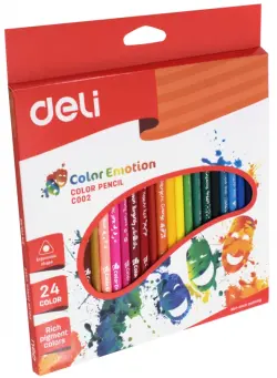 Карандаши цветные Deli "Color Emotion", липа, 24 цвета