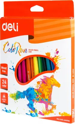 Карандаши цветные "Deli", трехгранные, 24 цветов