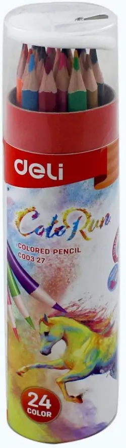 Карандаши цветные Deli "ColoRun", тополь, трехгранные, 24 цвета