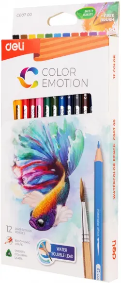 Карандаши цветные акварельные "Color Emotion", липа, 12 цветов
