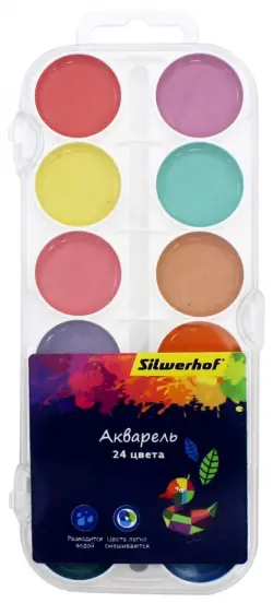 Краски акварельные Silwerhof "Цветландия", 24 цвета, без кисти, арт. 961131-24