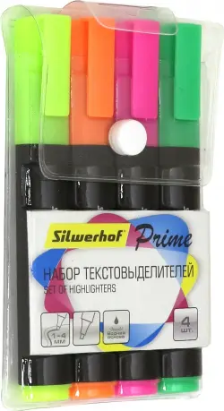 Набор текстовыделителей "Silwerhof. Prime", цвет: ассорти, 1-4 мм