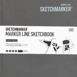Скетчбук "Marker Line", 163x163 мм, 48 листов, твердая обложка. цвет: угольный