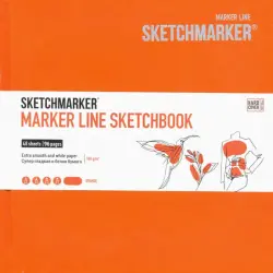 Скетчбук "Marker Line", 163x163 мм, 48 листов, твердая обложка. цвет: оранжевый