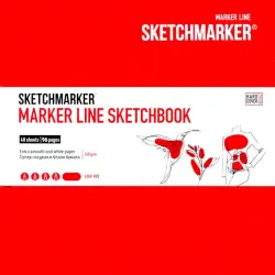Скетчбук "Marker Line", 163x163 мм, 48 листов, твердая обложка. цвет: светло-красный