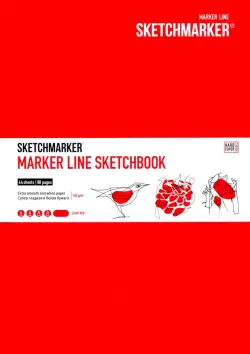 Скетчбук "Marker Line", 176x250 мм, 44 листа, обложка твердая, цвет: светло-красный