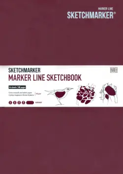 Скетчбук "Marker Line", 176x250 мм, 44 листа, обложка твердая, цвет: бургундия