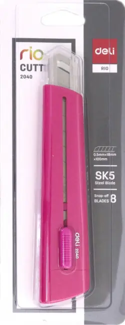 Нож канцелярский "Deli. Rio", цвет: розовый, 18 мм, арт. E2040pink