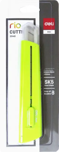 Нож канцелярский "Deli. Rio", цвет: зеленый, 18 мм, арт. E2040green