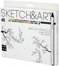 Карандаши цветные "Sketch & art", утолщенные, грифель 4 мм, 48 цветов