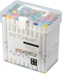 Набор двусторонних скетч маркеров "Sketch&Art", мега, в пластиковом пенале, 60 цветов