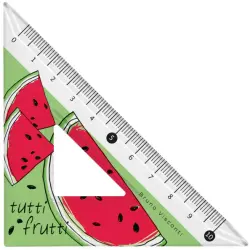 Треугольник пластиковый "HappyGraphix. Fresh & fruity. Арбуз", 45 градусов, шкала по двум катетам