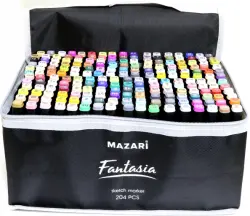 Набор маркеров для скетчинга, двусторонние "Fantasia", 204 цвета, 204 штуки (в комплекте 2 маркера-блендера)