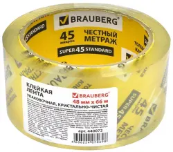 Клейкая лента "Brauberg", 48 мм х 66 м, цвет прозрачный
