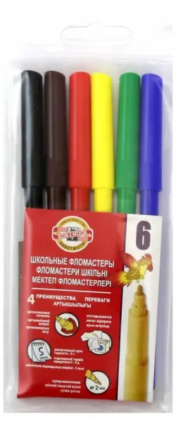 Фломастеры школьные "Мультики", 6 цветов