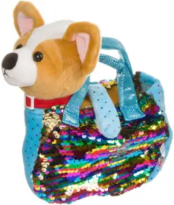 Собачка в сумке с пайеткиами Милота. Чихуахуа с ошейником и поводком