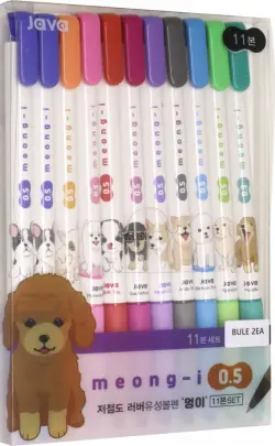 Набор ручек шариковых автоматических Naong Собаки, 10 + 1 цветов