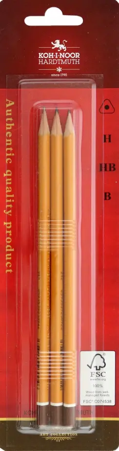 Карандаши чернографитные 1580, B-H, 3 штуки