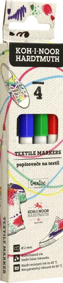Набор маркеров для ткани, 4 цвета