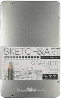 Набор из 12 чернографитовых карандашей Sketch&Art, B-14B
