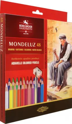 Карандаши акварельные Mondeluz Old Man 3713, 48 цветов, с кисточками и точилкой