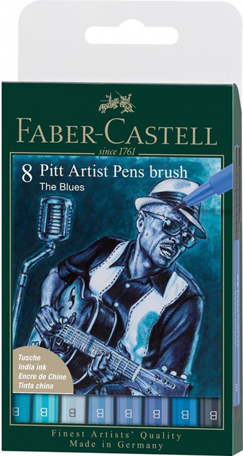 Ручки капиллярные Brush Blues, 8 штук