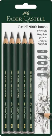 Набор чернографитных карандашей Castell 9000 Jumbo, 5 штук