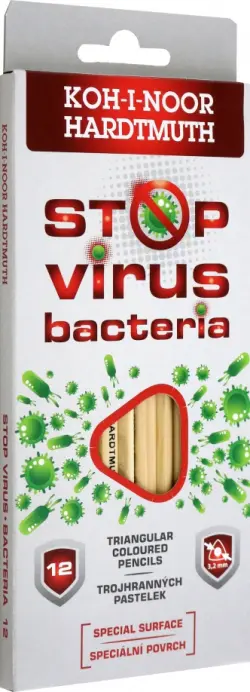 Карандаши цветные Stop Virus Bacteria, 12 цветов