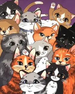 Картина по номерам на холсте Множество котиков