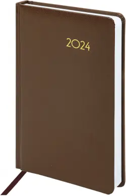 Ежедневник датированный на 2024 год Select, коричневый, А5