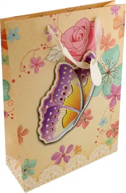 Пакет подарочный Бабочка в цветах