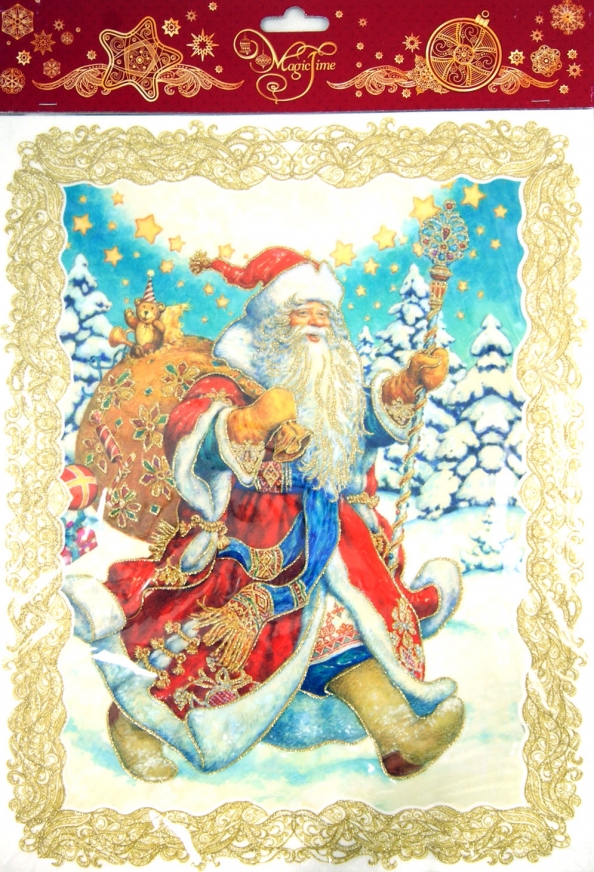 Новогоднее оконное украшение Дед Мороз