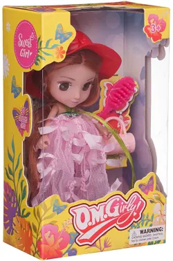Кукла-мини, в розовом платье