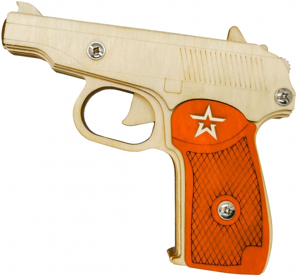 Пистолет-резинкострел ПМ, деревянный, с мишенями
