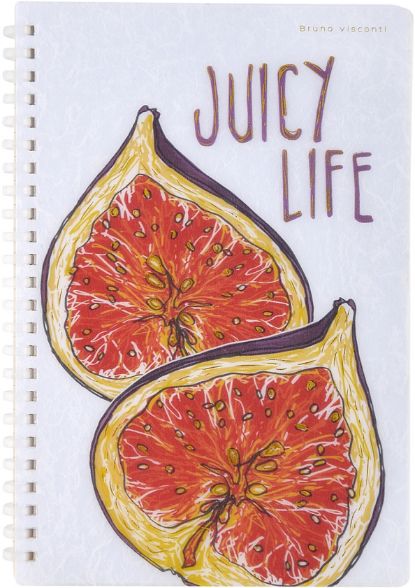 Тетрадь Juicy Life. Инжир, 60 листов, клетка, силиконовый гребень