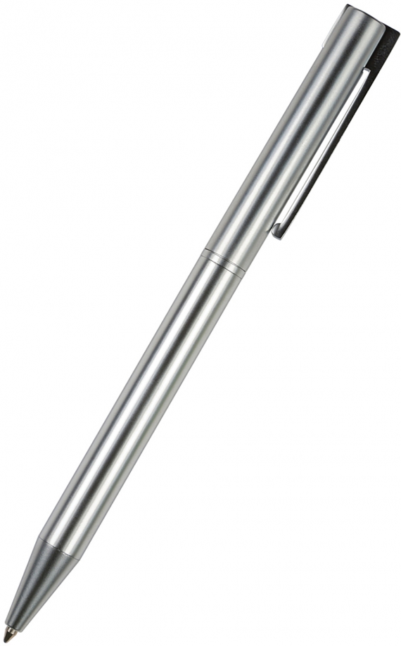 Ручка шариковая автоматическая Bergamo, синяя, цвет корпуса серебряный