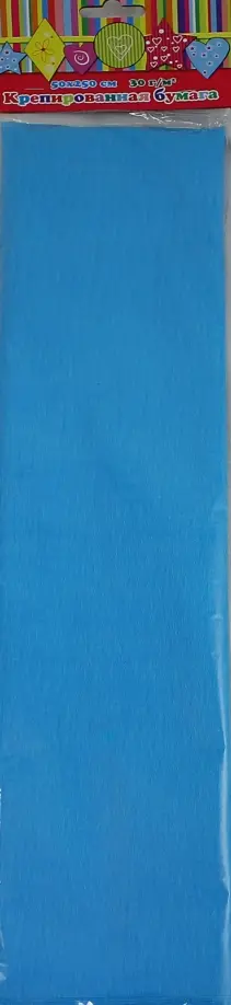 Бумага цветная крепированная, голубая, 1 лист