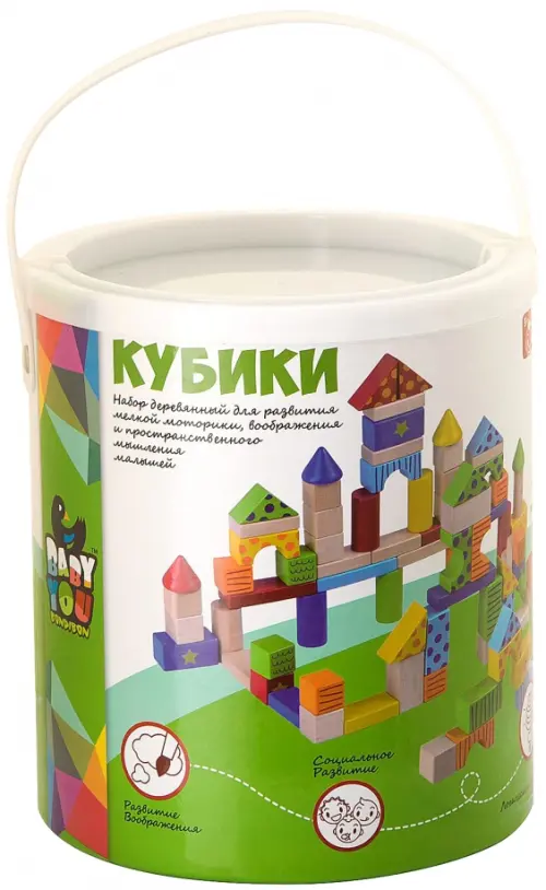 Деревянные кубики, 80 деталей, 2816.00 руб
