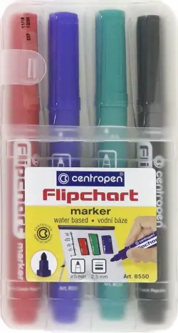 Набор "Centropen" маркеров для флипчартов, 4 цвета (круглые)