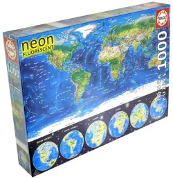 Пазл. Неоновая карта мира, 1000 элементов