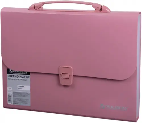 Портфель пластиковый, А4, 13 отделений, розовый