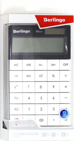 Калькулятор настольный, 12 разрядов, двойное питание, 165x105x13 мм, белый