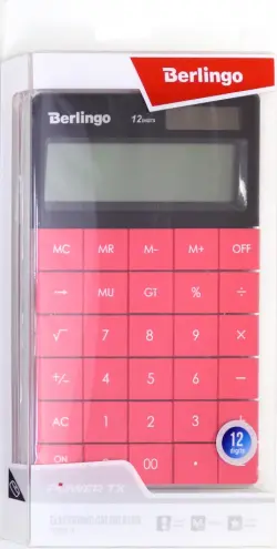 Калькулятор настольный, 12 разрядов, двойное питание, 160x100 мм, тёмно-розовый