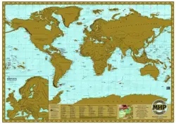Настенная стираемая карта мира (скретч-карта), 70x49 см