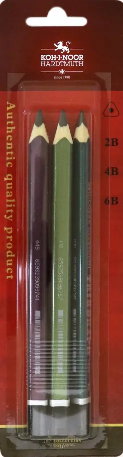 Набор чернографитных карандашей "Triograph", 3 штуки, 2В, 4B, 6B