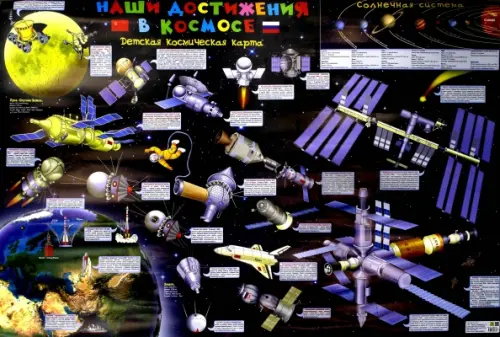 Настенная детская космическая карта. Наши достижения в космосе, 286.00 руб
