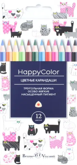 Карандаши цветные "HappyColor", 12 цветов