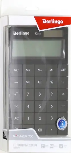 Калькулятор настольный, 12 разрядов, двойное питание, 165x105x13 мм